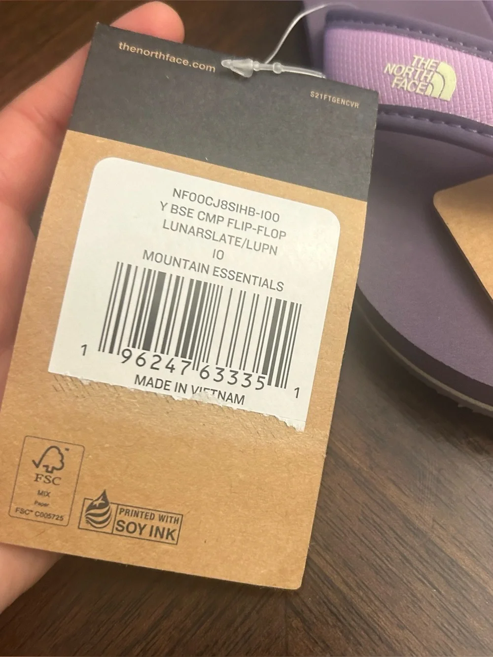 THE NORTH FACE Kids Base Camp Flip Flops, Lunar Slate/Lupine, new size 10